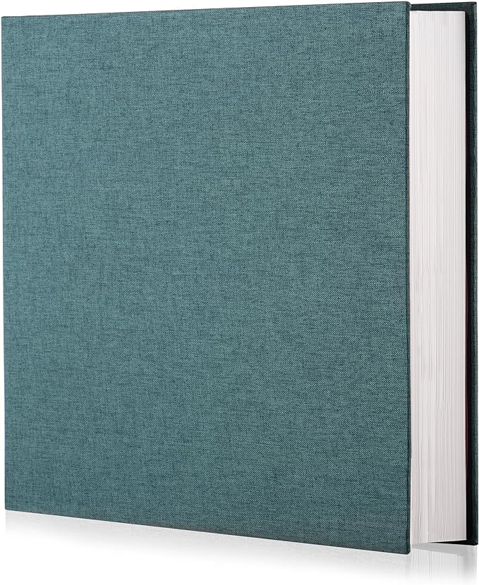 Dark Green Photo Album Self Adhesive Scrapbook Album for 4×6 Photos/Pictures DIY Linen Cover Album 15 Sheets/30 Blank Pages for Family Wedding, Birthday, Christmas, Anniversary
