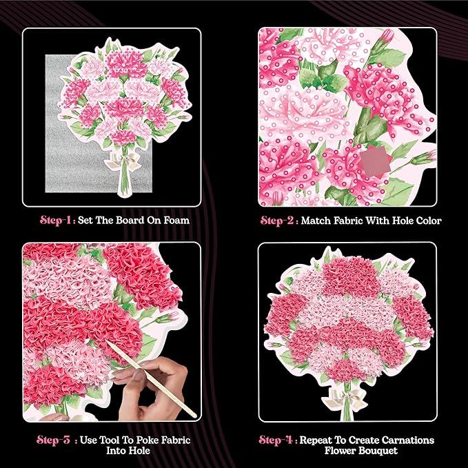Unwynd Poke Art Carnations Flower Bouquet, Mess-Free Arts and Crafts for Adults, Teen Craft Kits, Thoughtful Gifts for Women and Men