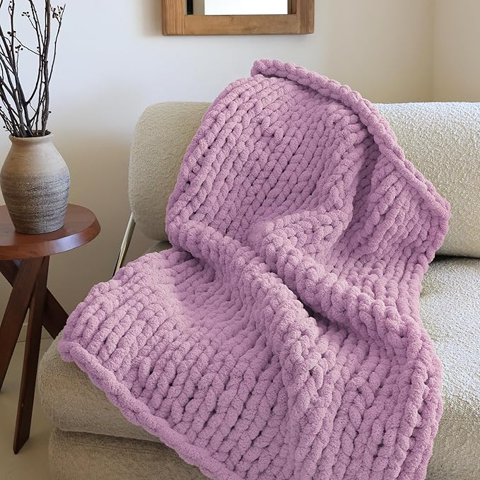 Mellobello Jumbo Chunky Yarn for Hand Knitting - Super Thick Chenille Chunky Yarn for Crocheting - Extra Soft Bulky Fluffy Blanket Big Yarn 8 Jumbo Pack (27yds,8 oz Each Skein) Purple