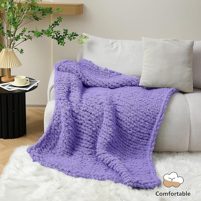 Chunky Yarn for Hand Knitting - #10 Chunky Chenille Yarn, Jumbo Big Thick Chunky Yarns for Crocheting, Super Bulky Chunky Knit Blanket Yarns, 8 Skein (25 yds 8 oz Each Skein), Lavender