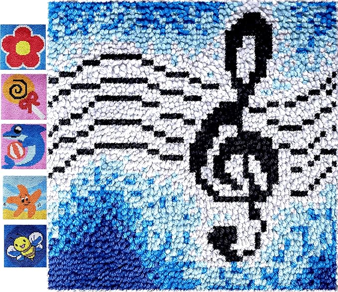 Puzamen Latch Hook Rugs Kits for Adults Beginners, 13inch Small Latch Hook Rug Making Kit with Precut Yarns Coded Canvas