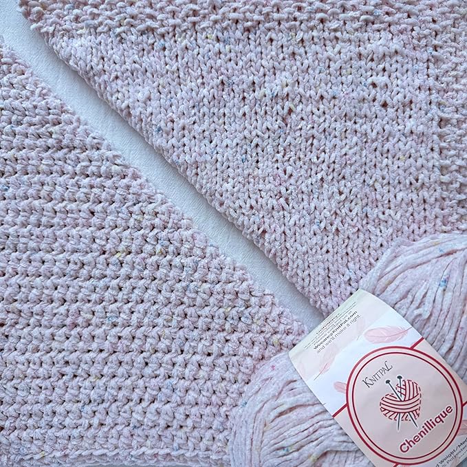 Chenillique Velvet Chenille Yarn for Crocheting, 4-Pack (856Yds / 400G), Free Patterns, Beginners Friendly - Soft Baby Yarn for Knitting Baby Blanket - #4 Medium Worsted Weight - Pink Sprinkles