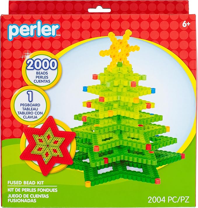 Perler 3D Christmas Tree Fuse Bead Craft Kit, 8.75" x 8" x 2", Multicolor 2004 Piece