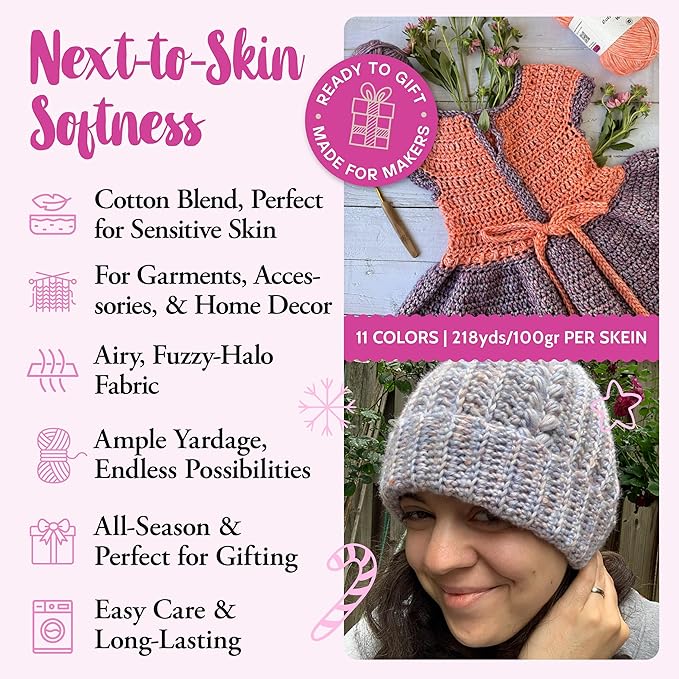 Cotton to The Core Worsted Weight Yarn for Crocheting, 3-Pack (654Yds / 300G), Free Patterns, Beginners Friendly - Soft Cotton Yarn for Knitting - #4 Medium Worsted Weight - Bumblebee Pack