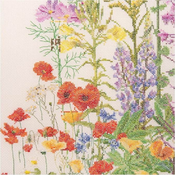 Thea Gouverneur - Counted Cross Stitch Kit - American Wildflowers - Aida - 16 Count - Embroidery Kits for Adults - Crafts - DMC Embroidery Threads and Other Cross Stitch Supplies Included - 554A
