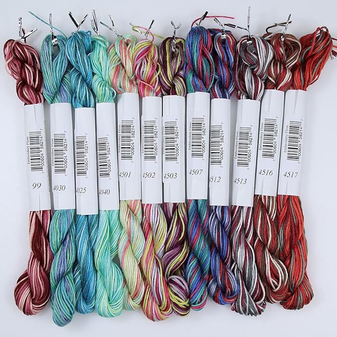 KCS Big skeins of 25 Meters Size 25 Color Variegated Cross Stitch Stranded Threads,12 skeins,10