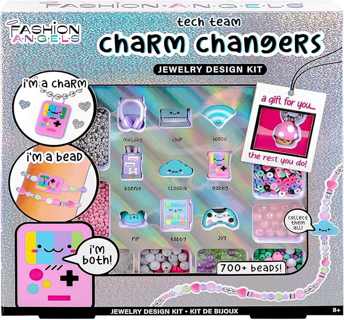 Fashion Angels Charm Changers Jewelry Design Kit, Includes Charms & Over 700 Beads, Custom Jewelry & Fun Craft Activity for Kids