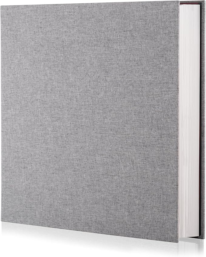 Grey Photo Album Self Adhesive Scrapbook Album for 4×6 Photos/Pictures DIY Linen Cover Album 15 Sheets/30 Blank Pages for Family Wedding, Birthday, Christmas, Anniversary