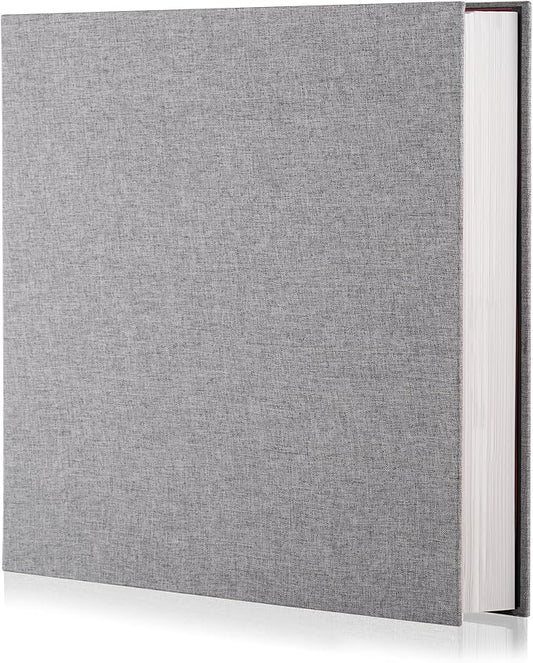 Grey Photo Album Self Adhesive Scrapbook Album for 4×6 Photos/Pictures DIY Linen Cover Album 15 Sheets/30 Blank Pages for Family Wedding, Birthday, Christmas, Anniversary