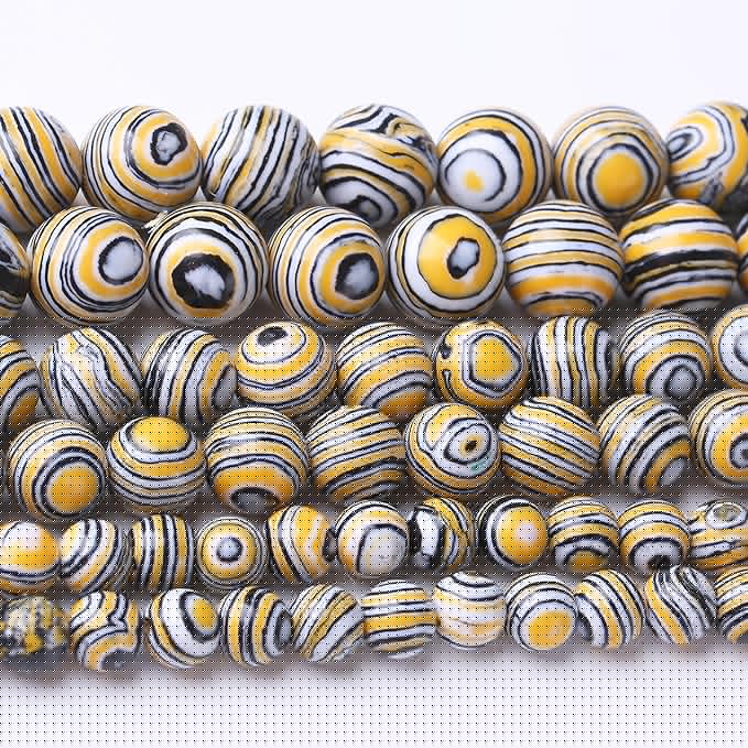 Yellow Peacock Turquoise Stone Beads for Jewelry Making Gemstone Round Crystal Bracelet Necklace 1 Strand 15.5inch 4MM