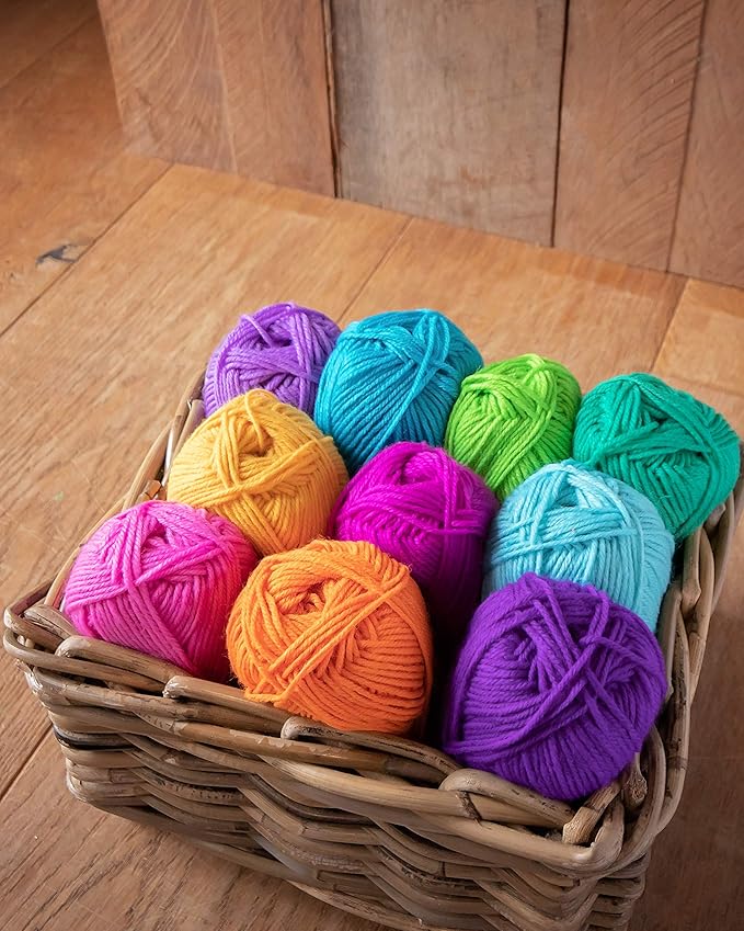 Studio Sam Acrylic Yarn Set. Ten Large 50g Skeins. Total 1030 Yards. for All Knitting, Crochet and Craft Projects. Bright and Colorful. (Confetti Collection)