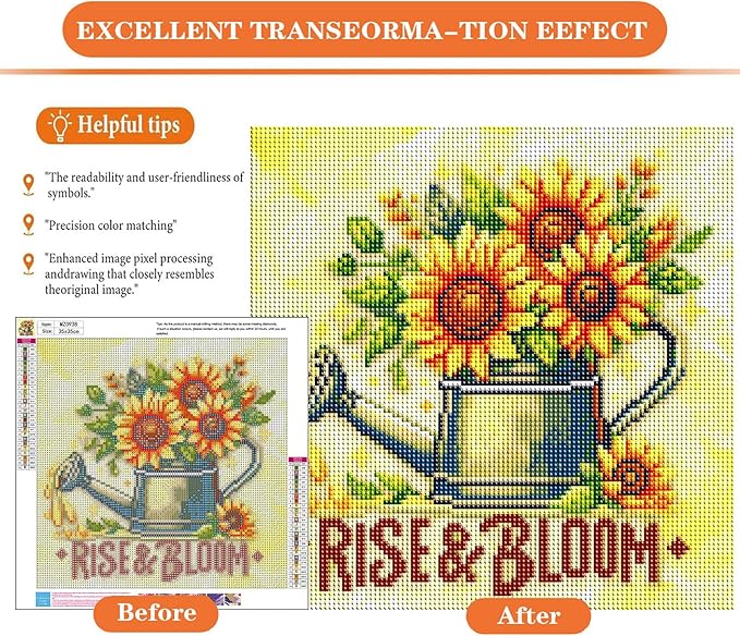 igoodom Diamond Art Kits for Adults, Sunflower Diamond Painting Kit, Full Drill Round Sunflower Diamond Art Kits, DIY Gem Art and Crafts for Home Wall Decor Gift 14x14inch