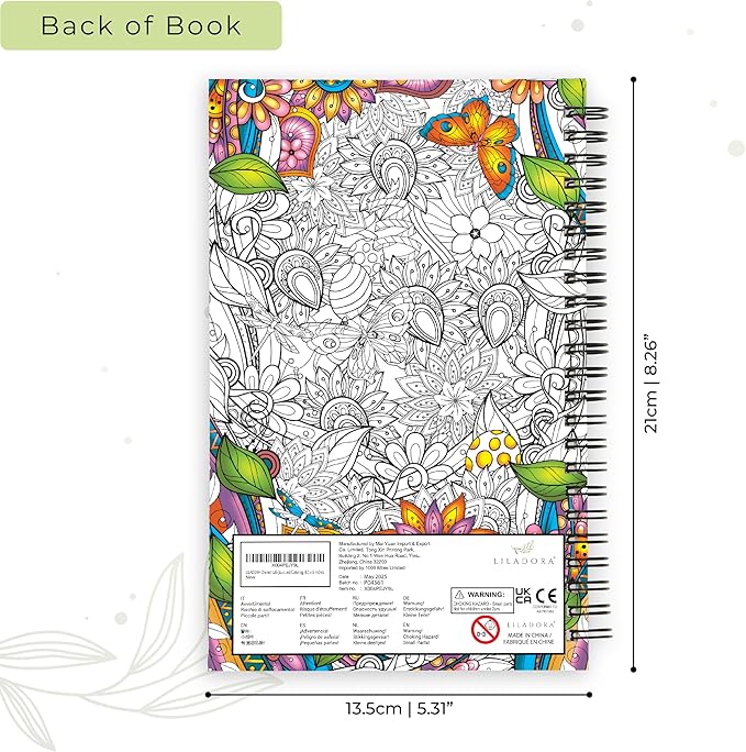 LILADORA Cherish Life 2-in-1 Adult Coloring Book & Journal for Women | 55 Pages Flowers & Mandalas | Easter Basket Stuffers for Adults | Stress Relief Gifts | Coloring Books for Relaxation