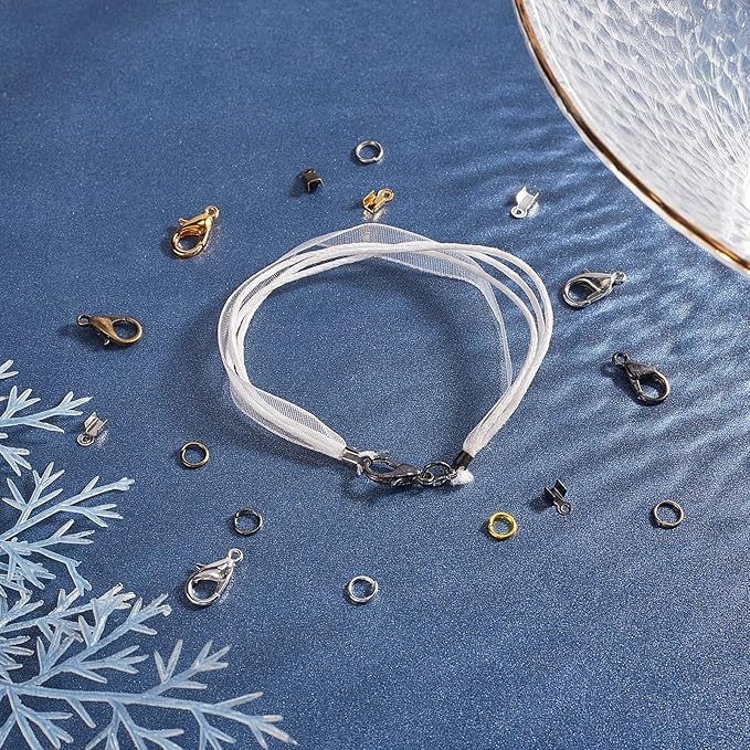 PH PandaHall 1800 Pcs Jewelry Finding Kits, 5 Colors Cord Ends Lobster Claw Clasps 5mm Jump Rings for Earring Bracelet Necklace Pendants Jewelry DIY Craft Making, 24 Styles/Set