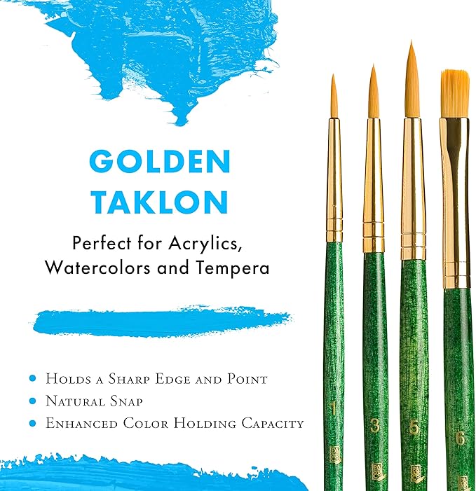 Gold Taklon Real Value Brush Set, 4/Pkg