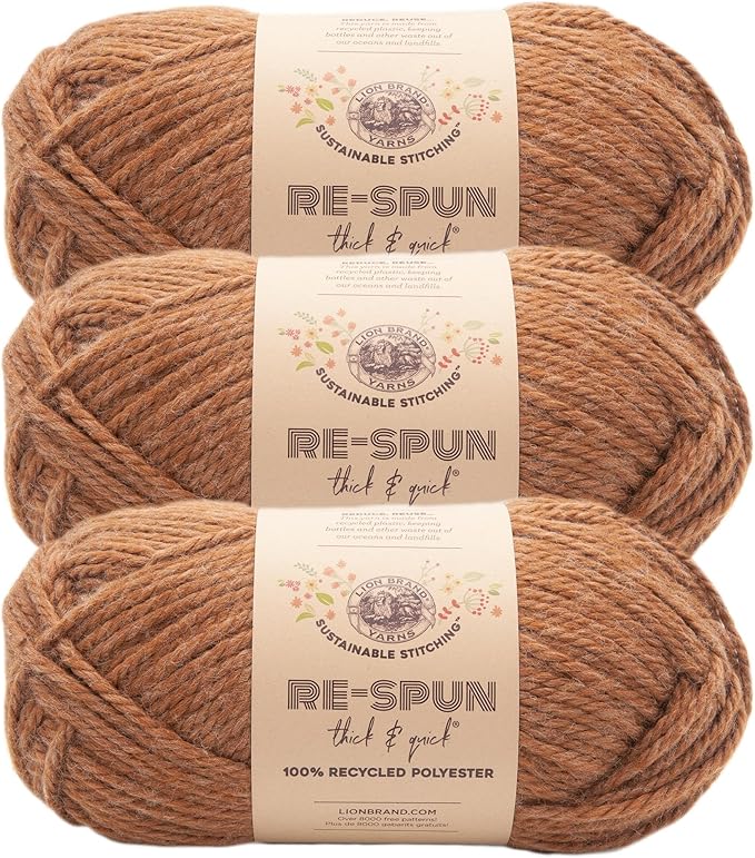 Lion Brand Yarn, Re-Spun Thick & Quick Super Bulky Yarn for Knitting, Crochet, and Crafts, Cider, 3 Pack, Soft Fiber for Chunky Blankets, Bulky Throws, and Cozy Sweaters