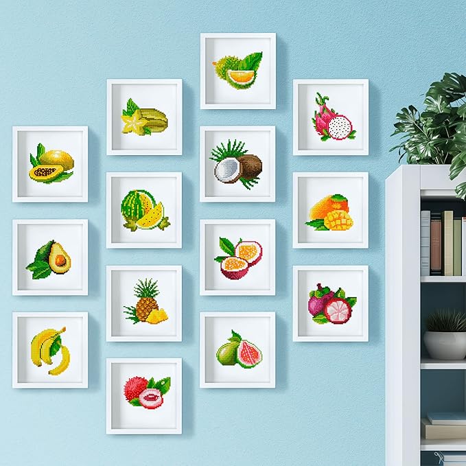 LuwoArte 14 Pack Diamond Painting Kits for Adults – Exotic Fruits-Themed Diamond Art Kits–Full Drill DIY Paint Gem Art for Adults – Brilliant 5D Diamond Painting Kit–Relaxing Craft for Home Wall Décor