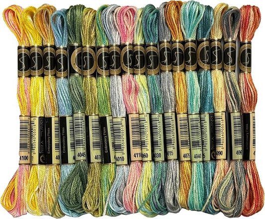 Magical Color Variations Floss Pack Six Strand Embroidery Variegated Cross Stitch Threads, Multi Color Set B, Pack of 18 Skeins