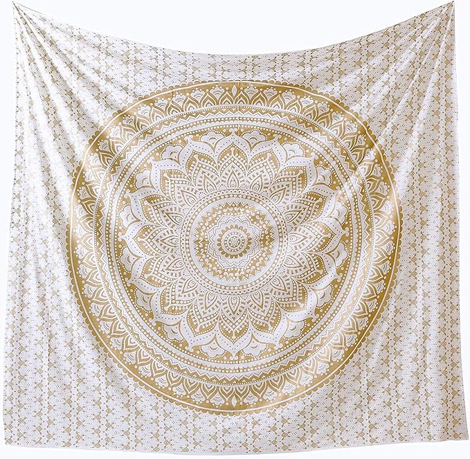 popular handicrafts hippie mandala ombre tapestry wall hanging - indian maditation golden gypsy bohemian hippy psychedelic dorm room decor poster 30 x 40 inch