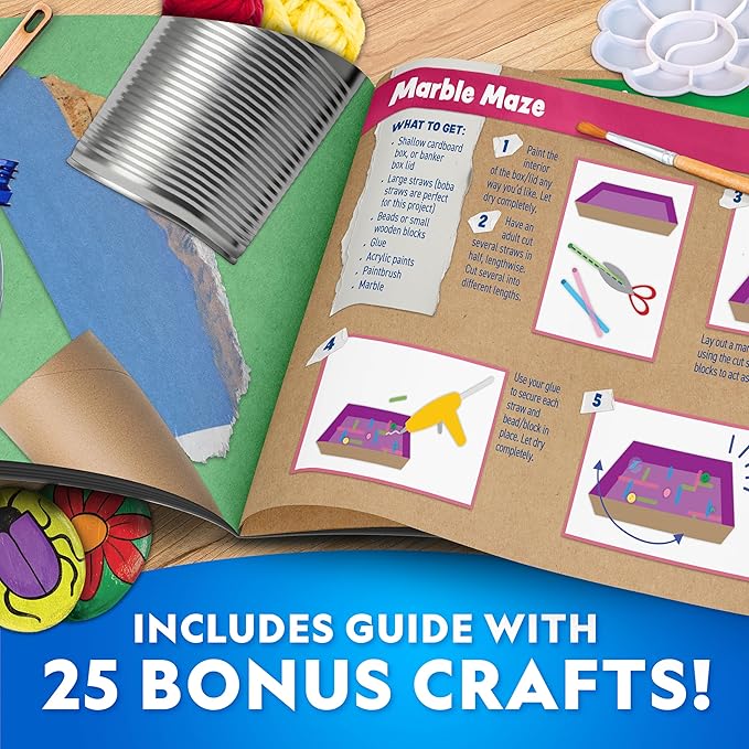NATIONAL GEOGRAPHIC Mega Arts & Crafts Activity Kit – 3 Craft Kits in 1 to Build, Paint, Weave & Create, River Rock Painting Kit, Weaving Loom for Kids & DIY Birdhouse Craft with 25 Bonus Activities