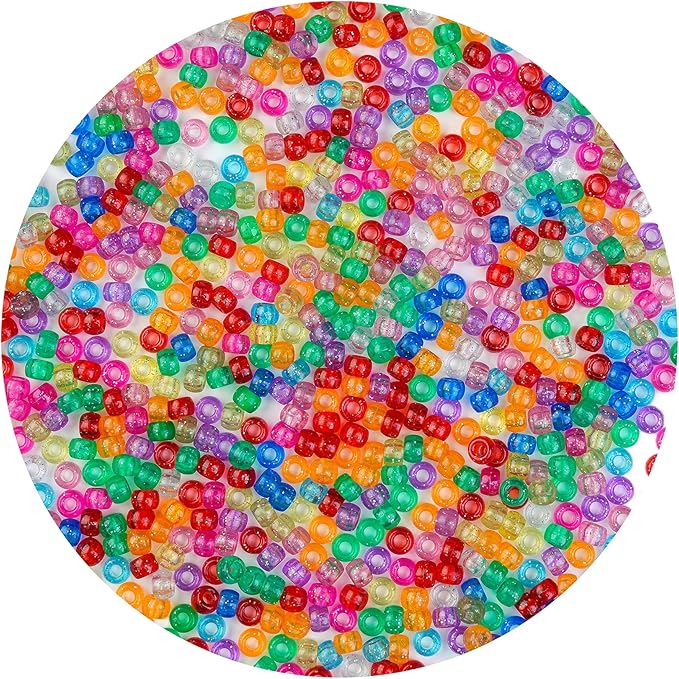 1000pcs Pony Beads, 15 Color Kandi Beads for Bracelets Making Kit, Hair Braids Crafts Jewelry Making Crafts Friendship Necklace Earrings DIY (Sparkling Powder Mixed Color)
