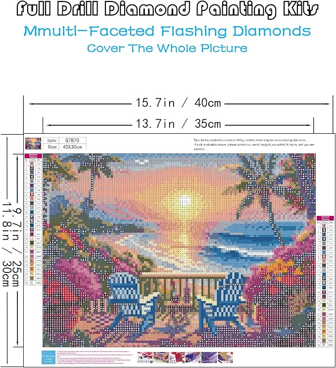 askkqtx Beach Sunset Diamond Art Kits for Adults, Coconut Tree Diamond Painting Kits for Beginners, DIY 5D Full Drill Crystal Flowers Diamond Dots Gem Art Craft Home Decor 16x12 Inch