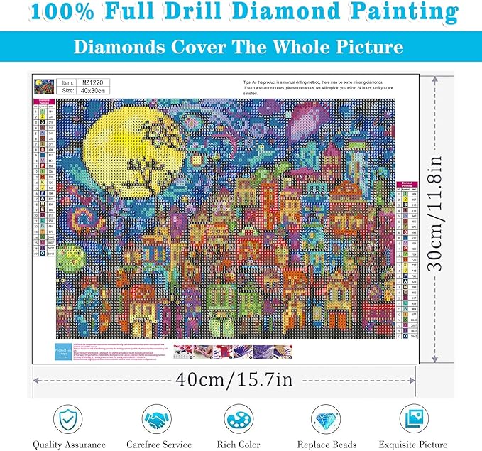Meothan Diamond Art Kits for Adults, 5D DIY Dream House Diamond Painting Kits for Beginners, Diamond Dots Gem Arts Crafts Kits for Living Room Bedroom Home Wall Decor Offices16X12 Inch