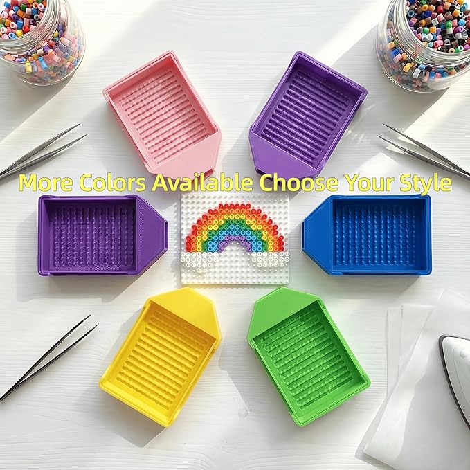 3 Pcs 2.6mm Mini Fuse Beads Picking Tray Kit, Efficient Sorting Tools with Effortless Beads Recovery, User-Friendly for Iron Bead Beginners (Transparent Purple,Pink,Purple)