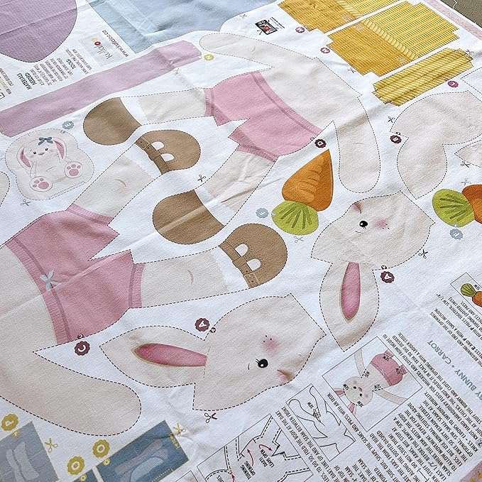 Doll Sewing Panel for Intermediate Skills - with Video Instructions - Cut & Sew Fabric Panel Doll with Clothes: Dress Me Bestie Bibby Bunny