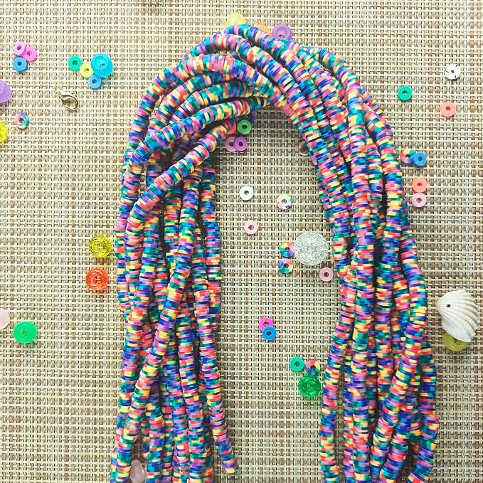 3500 Pcs 6mm Colorful Flat Clay Beads for DIY Polymer Round Handmade Jewelry Making for Necklace Bracelet Earring Pendant and Anklet Craft Making(Mixed2)