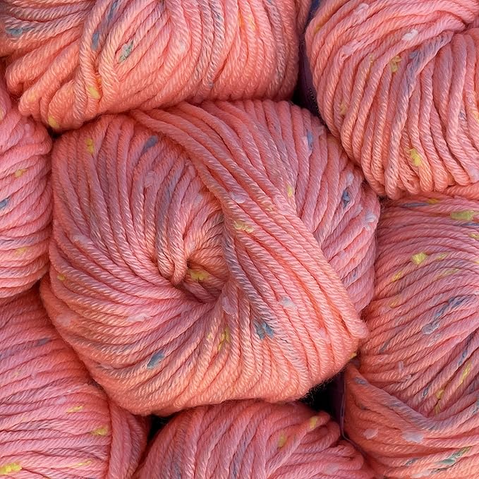 Tweed Twinkles Soft Baby Yarn for Crocheting, 8-Pack (696Yds / 400G), Free Patterns - Acrylic Baby Blanket Knitting Yarn with Flecks - Size 3 DK Light Worsted Weight - Pastel Peach