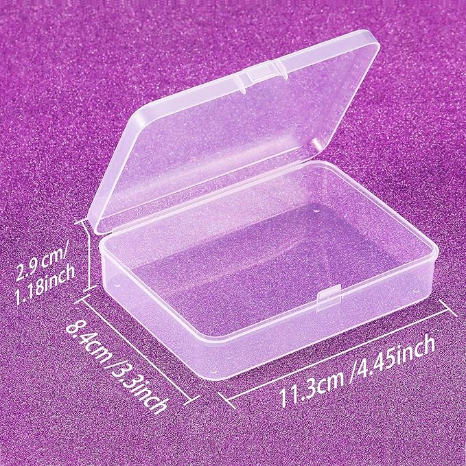 SATINIOR 12 Pack Clear Plastic Beads Storage Containers Box with Hinged Lid for Beads and More (4.45 x 3.3 x 1.18 Inch)