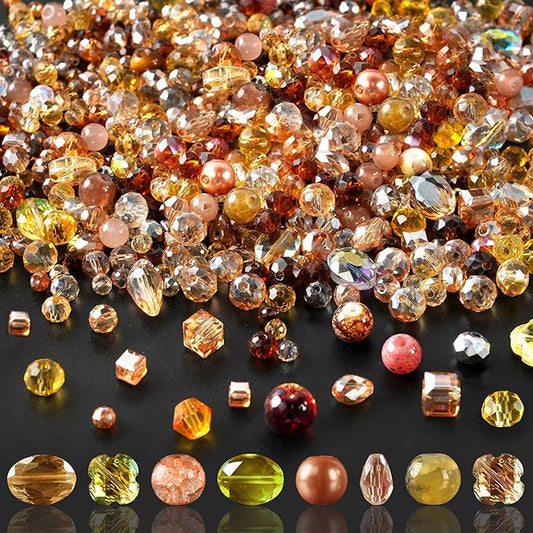 636pcs glass beads for jewelry making - brown craft crystal beads with loose beads sparkly faceted beads hole drilled diy for bracelets craft earrings bracelet necklace jewelry making