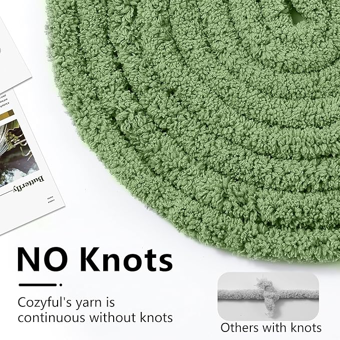 Chunky Yarn for Hand Knitting - #10 Chunky Chenille Yarn, Jumbo Big Thick Chunky Yarns for Crocheting, Super Bulky Chunky Knit Blanket Yarns, 8 Skein (25 yds 8 oz Each Skein), Smoky Green