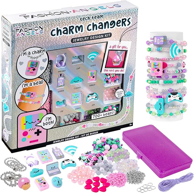Fashion Angels Charm Changers Jewelry Design Kit, Includes Charms & Over 700 Beads, Custom Jewelry & Fun Craft Activity for Kids