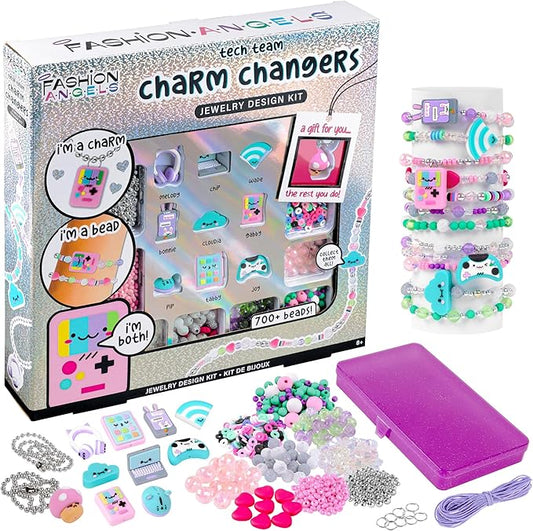 Fashion Angels Charm Changers Jewelry Design Kit, Includes Charms & Over 700 Beads, Custom Jewelry & Fun Craft Activity for Kids