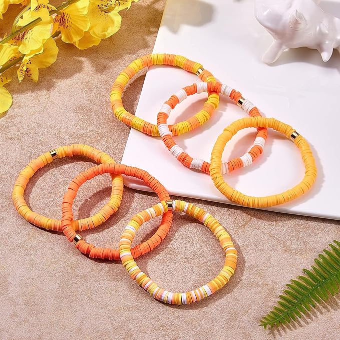 3500Pcs Yellow Clay Beads for Bracelets Making 6mm Heishi Polymer Clay Bead, Flat Round Disc for Jewelry Making Yellow Bead Making Kit