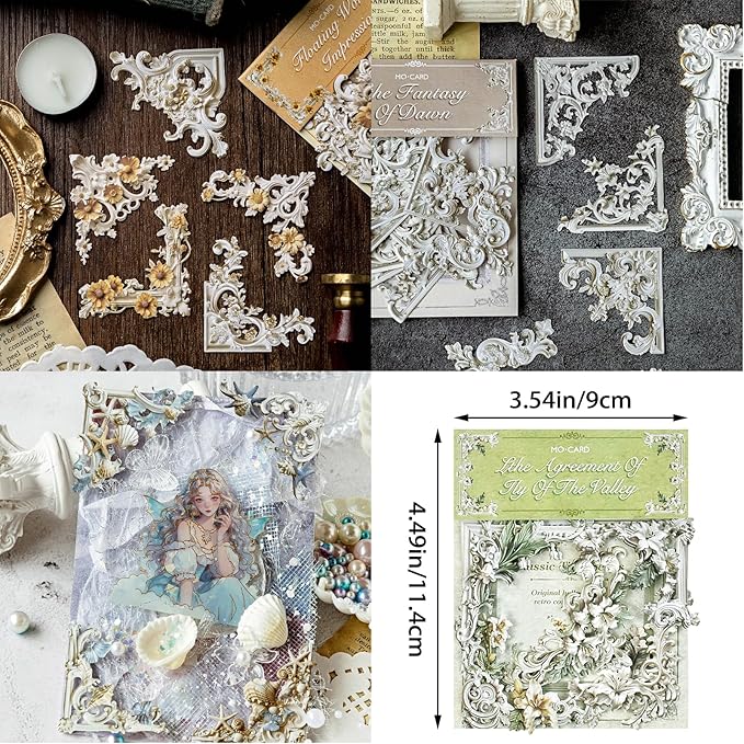 120 Scrapbook Embellishments Corner Frame for Scrapbooking Supplies，Flower Window Decorative Craft Paper Frame for Junk Journaling, Card Making kit, DIY Crafts Album Decor
