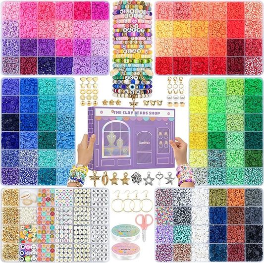 Sunlode 30,000Pcs Clay Beads Bracelets Making Kit, Beads for Bracelets 6 Boxes Bead for Jewelry Making Kit Friendship Bracelet Gifts Trendy Stuff Letter Bead Craft Adult
