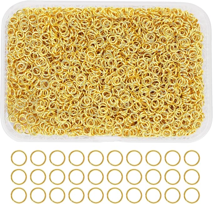 Mandala Crafts Assorted Gold Color Jump Rings Jewelry Findings Metal O Rings for Jewelry Making Supplies - 5000 3mm Small Open Jump Rings Kit for Necklace Earring