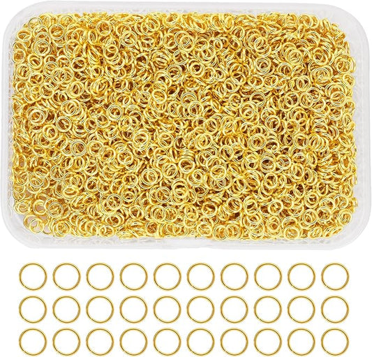 Mandala Crafts Assorted Gold Color Jump Rings Jewelry Findings Metal O Rings for Jewelry Making Supplies - 3000 4mm Small Open Jump Rings Kit for Necklace Earring