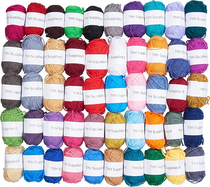 TYH Supplies Acrylic Yarn for Crocheting & Knitting, 50 Unique Colors, 44 Yards Each (2200 Yards Total), DK Light Worsted Weight, Soft Mini Skeins for Amigurumi, Crafts, Kids & Adults