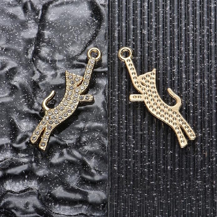 Pack of 20 Rhinestone Charms Gold Plated Pendants Pave Crystal Accessories for Necklace Bracelet Jewelry Making DIY Crafting