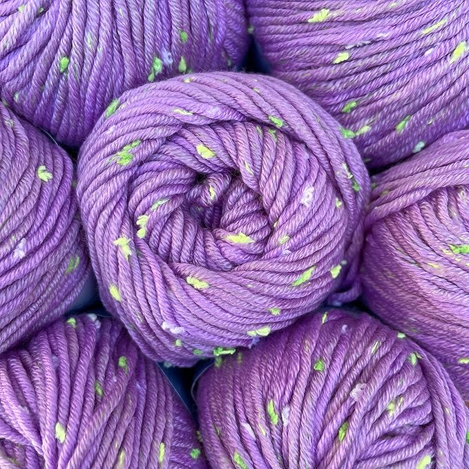 Tweed Twinkles Soft Baby Yarn for Crocheting, 8-Pack (696Yds / 400G), Free Patterns - Acrylic Baby Blanket Knitting Yarn with Flecks - Size 3 DK Light Worsted Weight - Wisteria Purple