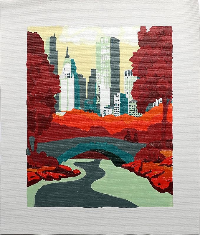 Pink Picasso Kits Colorful Destinations Paint by Number for Adults and Teens | DIY Unique Canvas Painting Kits Color by Numbers Arts & Crafts Kit | Central Park Love 8x10 - Paint Kit Set
