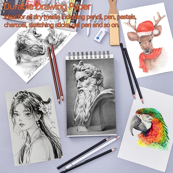 MARTCOLOR 5.5X8.5” Premium Sketch Book Set, 1 Pack, 100 Sheets(68 lb/100gsm) Sketchbook, Spiral Bound, Acid-Free Drawing Paper, Artist Sketch Pad for Beginners Artists, Perfect for Most Dry Media