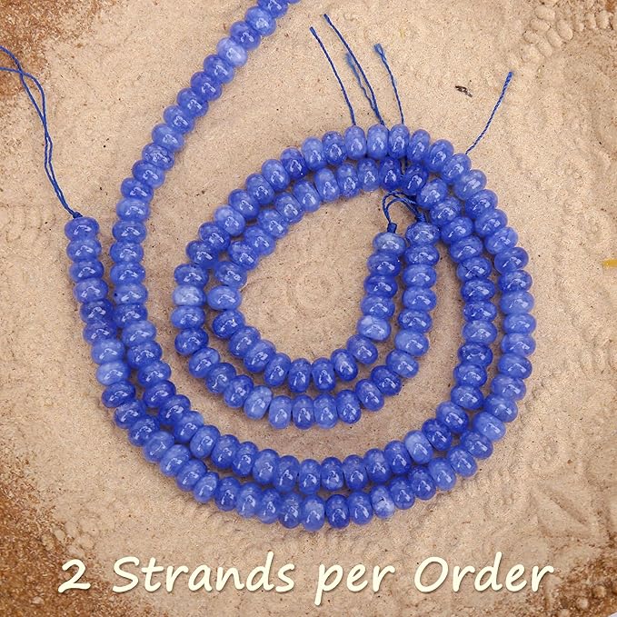 2 Strands (150PCs) Sky Blue Jade Rondelle Beads, 5 * 8mm Gemstone Loose Spacer Abacus Disk Beads for DIY Bracelet Necklace Earrings Jewelry Making, Craft Supplies Beading Kit