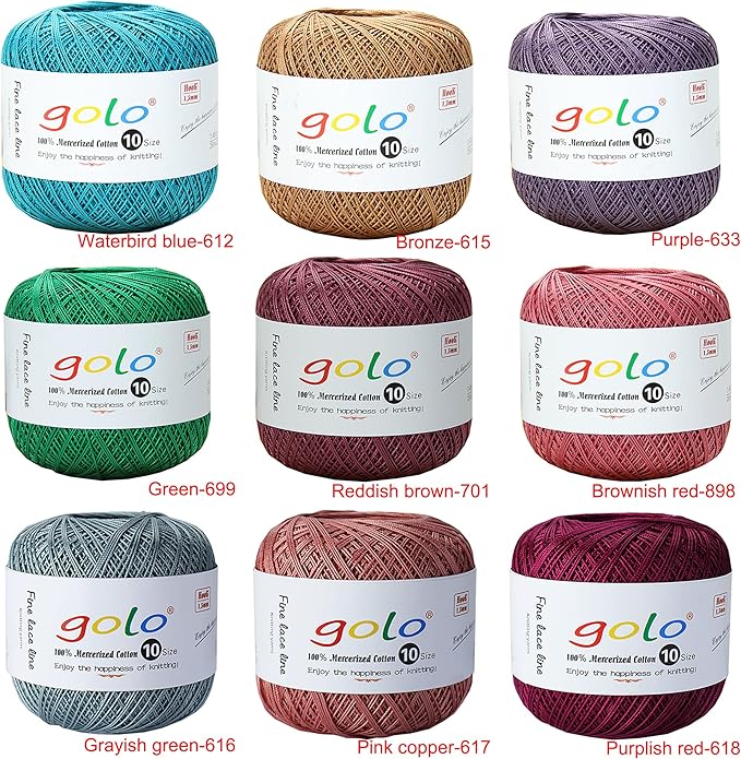golo Crochet Thread Balls Size 10 Crochet Yarn for Knitting Light Pink 608