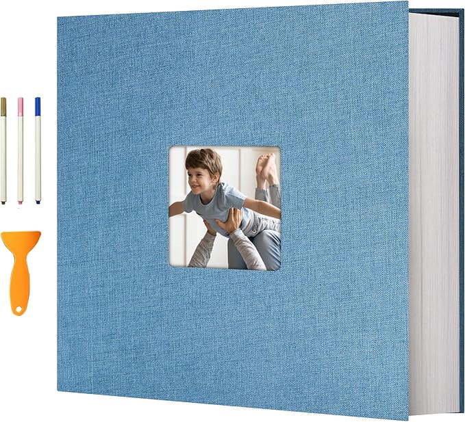 Vienrose Photo Album Self Adhesive 13x12.6 for 600 Photos Linen Scrapbook 120 Pages