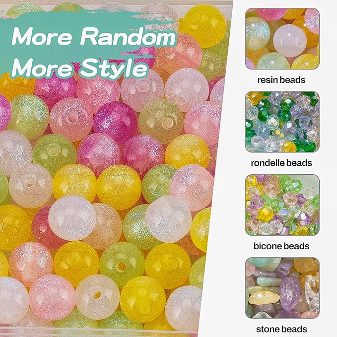 Craft Glass Assorted Beads for Bracelet Making Kit, Including Rondelle Beads, Facted crystal Beads, Ideal for DIY Handmade, Charms, Necklaces & Accessories, Jewelry Making Supplies for Beads Lovers